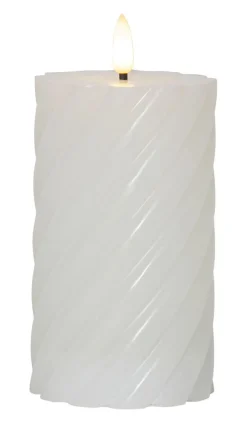 FLAMME SWIRL LED-Blockljus 15cm Vit