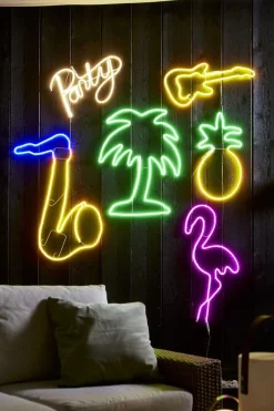 FLATNEON Siluett Flamingo 74cm Rosa