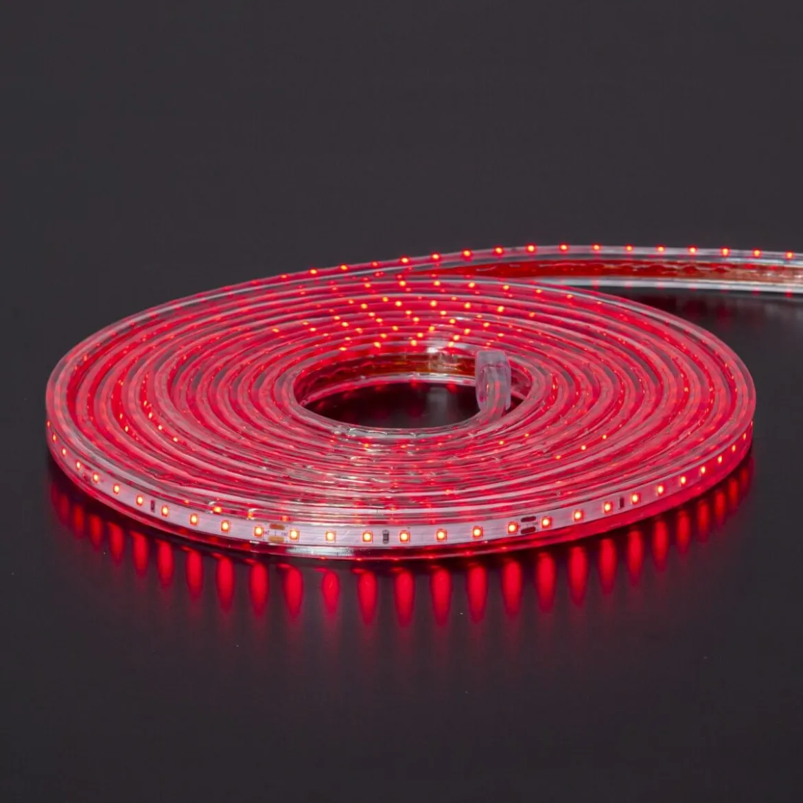 FLATSMDLED Ljusslang 5m 480LED Röd/Transparent