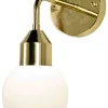 FLORENS Vägglampa Bad 32cm Mässing/Opalvit IP44