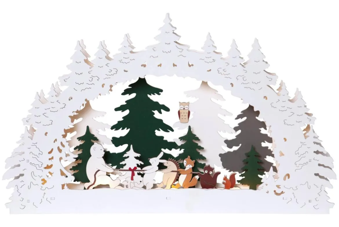 FOREST FRIENDS Ljusstake Dragkamp Batteri 45cm Flerfärgad