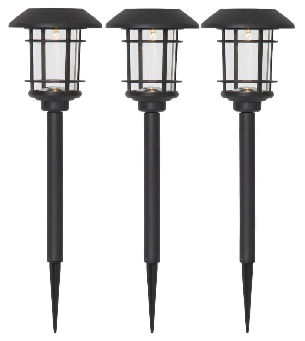 FRIDE Solcells-pollare 3-Pack 34cm Svart