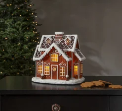 GINGERVILLE Panorama Pepparkakshus Batteri 26cm Brun