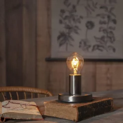 GLANS Lampfot E27 8,5cm Borstad stål