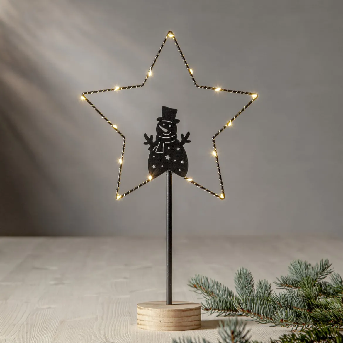 GLIMTA Bordsdekoration Snögubbe 42cm Svart
