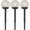 GLOBE Solcells-pollare 3-pack 25cm Svart