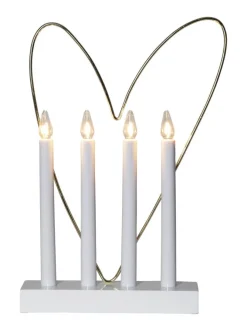 GLOSSY HEART Ljusstake 37cm Vit