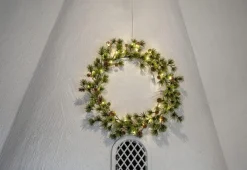 LARIX Krans Batteri 40cm 30LED Grön