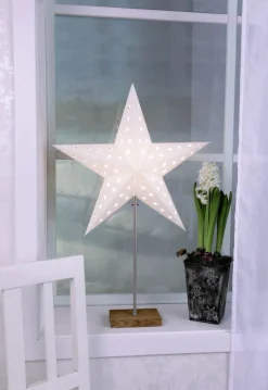 LEO Stjärna & Skärm på fot 43cm Vit/Ek