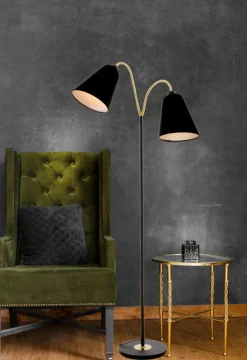 LJUSDAL Golvlampa 2L 140cm Svart/Matt Mässing