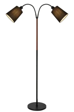 LJUSDAL Golvlampa m. Skärm 2L 140cm Svart/Valnöt