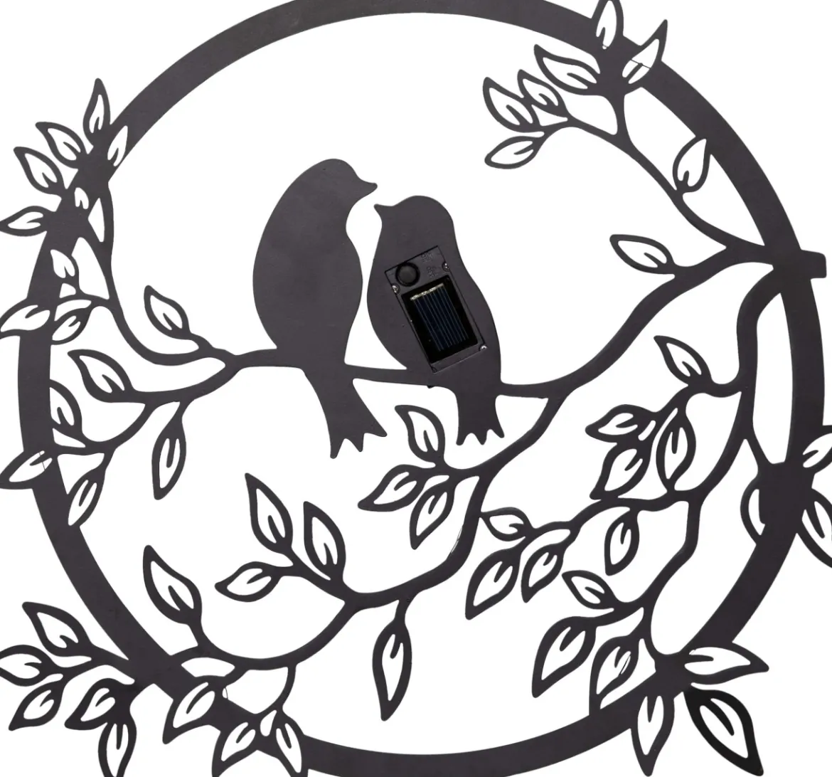 LOVE BIRDS Solcellsdekoration 38cm Svart IP44