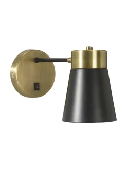 LUNA Vägglampa 30cm Antikmässing/Svart