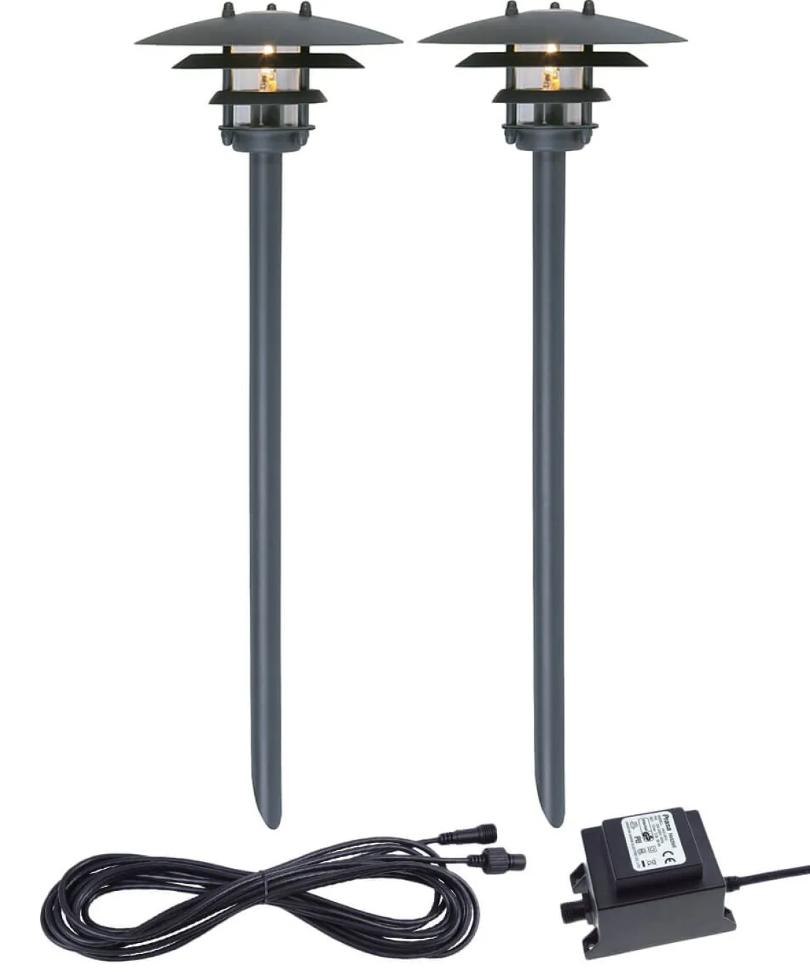 MALVA Pollare 2p 50cm LED, Trafo, Kabel - Antracitgrå 12V IP44