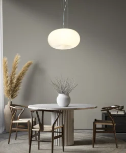 MANET Taklampa 37cm Vit/Krom