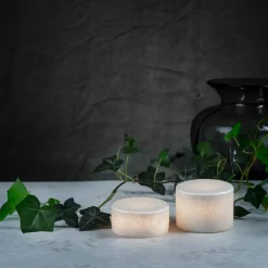MARBLE L Bordsljus Äkta Marmor 8x6cm Vit