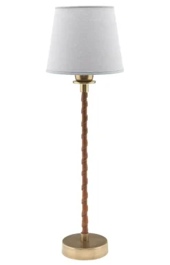 NORA Lampfot 46cm Läder/Antikmässing