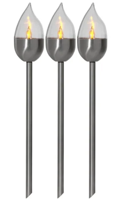OLYMPUS Solcells-pollare 3-Pack 40cm Silver