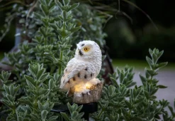 OWL Solcellsdekoration 33cm Beige