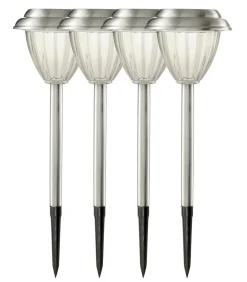 PALMA 4-PACK Solcells-Pollare 28cm Rostfritt Stål