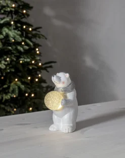 POLARE Dekorationsfigur Isbjörn Batteri 20,5cm Vit
