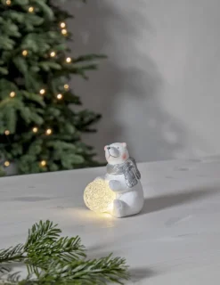 POLARE Dekorationsfigur Isbjörn Batteri 12cm Vit