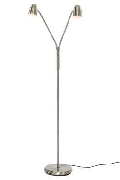 SANDNES Golvlampa dubbel 140cm Borstad Stål