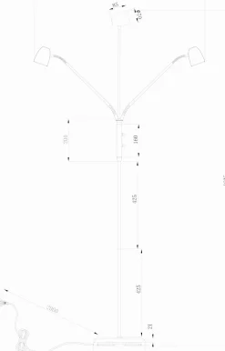 SANDNES Golvlampa dubbel 140cm Antik