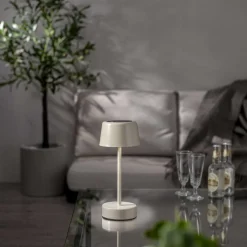 SOLEI Solcellslykta/USB 26,5cm Beige