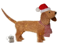 TECIDY Utomhusdekoration Hund Batteri 70cm Brun