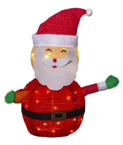 TECIDY Utomhusdekoration Tomte Batteri 70cm Vit/Röd