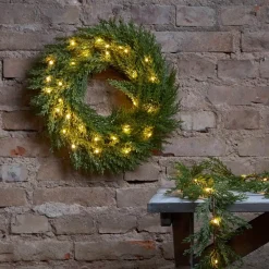 THUJA Krans Batteri 45cm 30LED Grön IP44