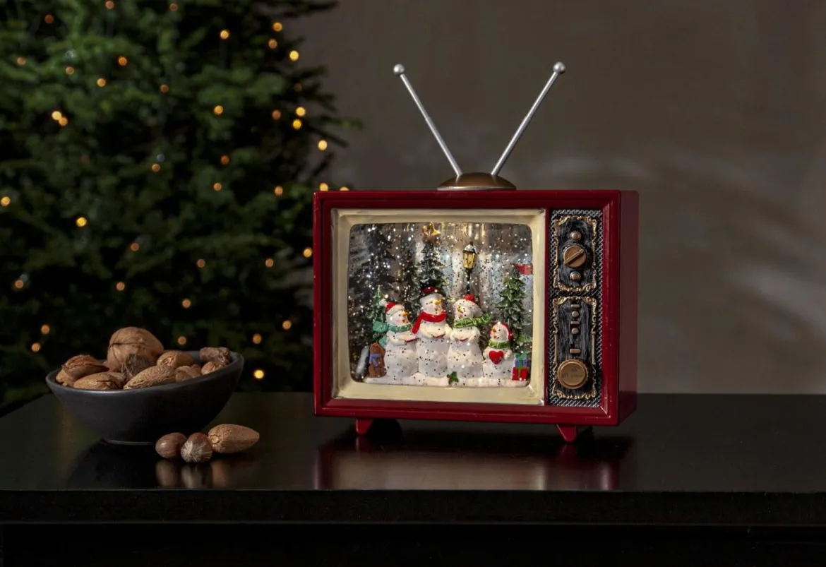 VINTER Inomhusdekoration RetroTV Batteri 19cm Röd